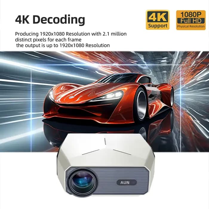 AUN A004 Pro Android projecteur Portable Full HD Home cinéma 4K décodage de film 1080P vidéoprojecteur mise au point électrique 3D MINI théâtre