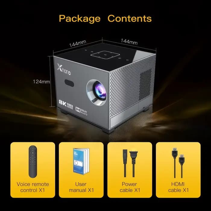 Projecteur XNANO X3 Android 9.0 WiFi 6 Bluetooth 5.0 720P Natif Prise en charge 8K Mise au point aut