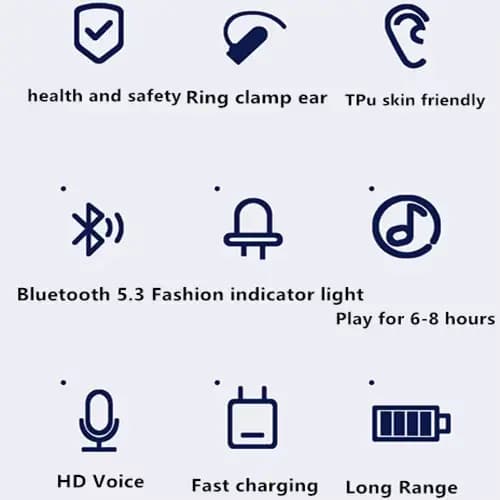 Casque avec Microphone Bluetooth 5.3 pince d'oreille