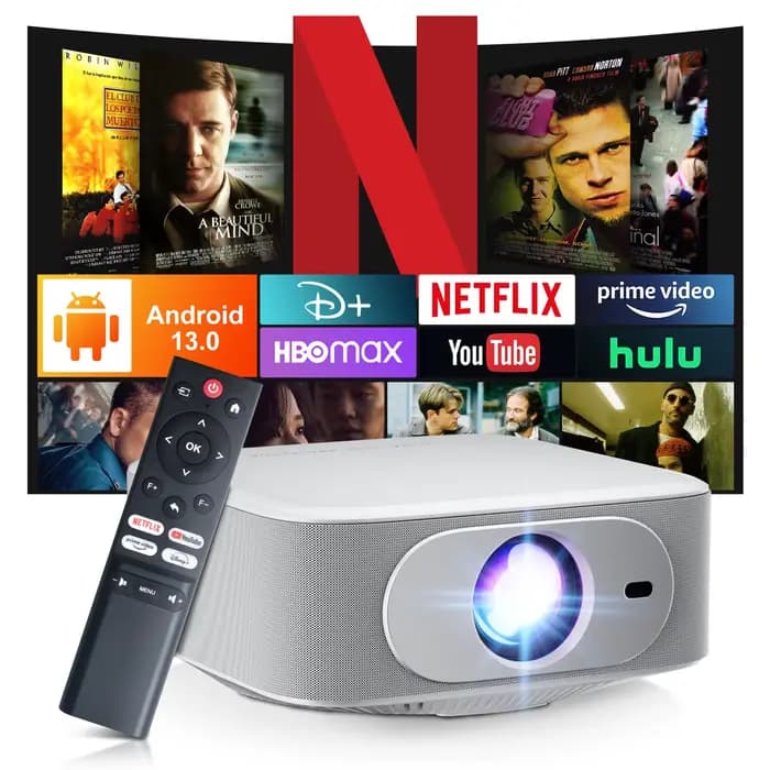 Projecteur Salange 1080P Vidéo 4K Prise en charge Android 13.0 OS Auto Keystone Focus électrique Gra