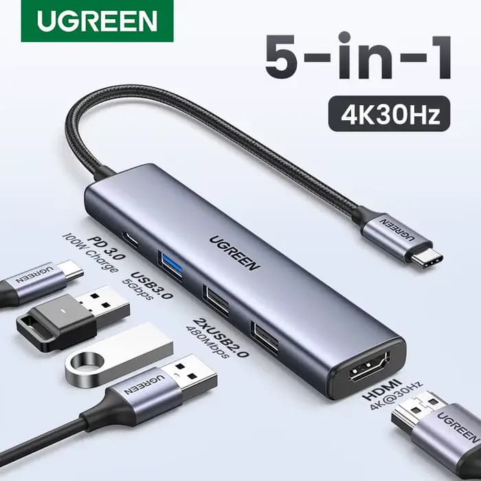 UGREEN 5 en 1 USB C Hub 4K HDMI USB HUB 100W adaptateur Multiport pour MacBook Pro/Air