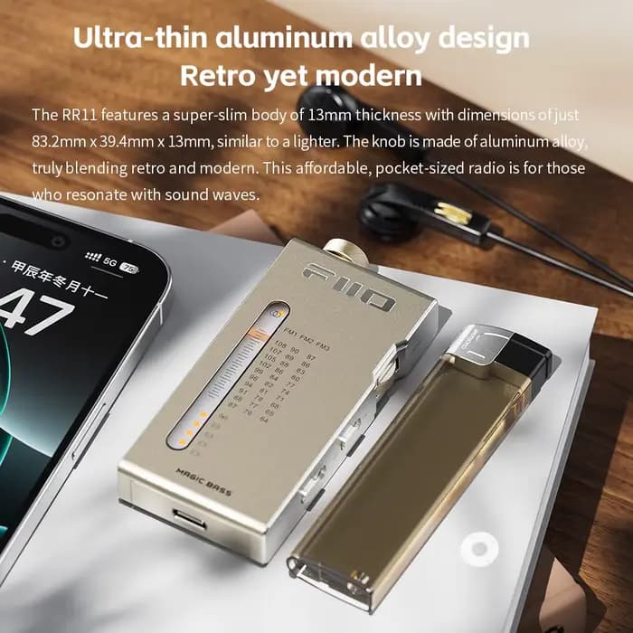 Récepteur radio stéréo FM HiFi portable FiiO RR11 avec réglage PVR analogique