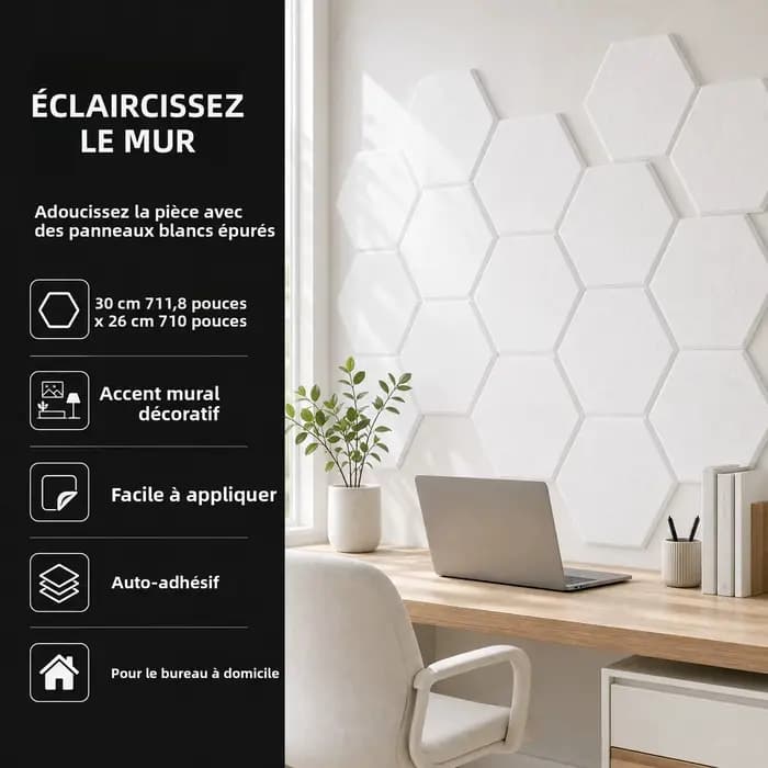 Panneaux acoustiques hexagonaux autocollants en mousse insonorisante – 3 designs pour l'absorption du bruit et l'élimination de l'écho pour le traitement acoustique des studios à domicile