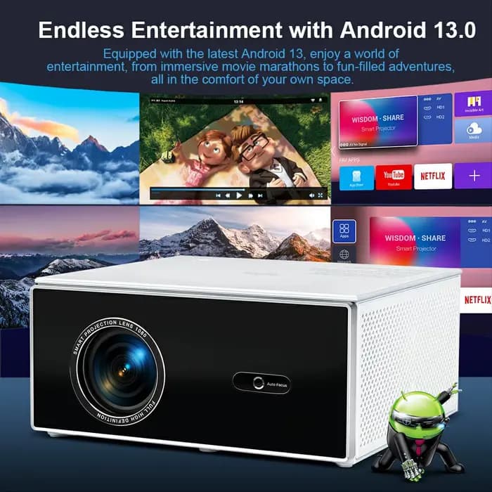 Projecteur ThundeaL 3D 32G TDA7W 2K 4K Full HD 1080P Android WiFi pour Home Cinéma