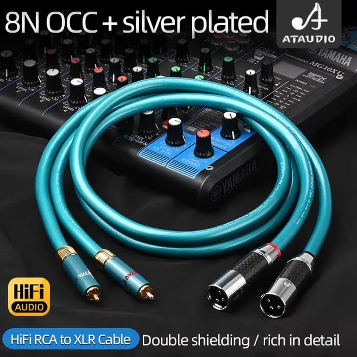 ATAUDIO Câble audio RCA vers XLR HiFi 8N OCC 2RCA mâle