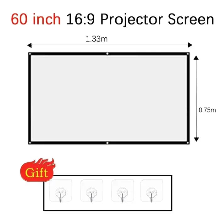 Écran de projecteur domestique Simple haute définition, 60/72/84/100/120/150 pouces, pliable, Anti-é