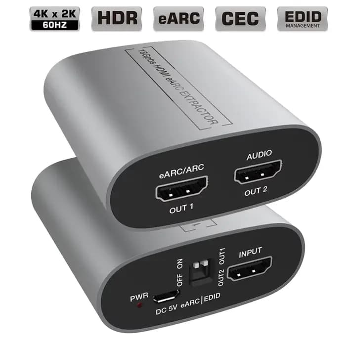 Extracteur audio HDMI EARC 18 Gbps 4K 60Hz, adaptateur répartiteur HDMI audio ARC EARC avec boucle p