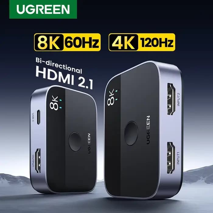 UGREEN HDMI 2.1 commutateur 8K 60Hz 2 en 1 bouton manuel de sortie pour PS5 Xbox série X TV Xiaomi moniteur projecteur