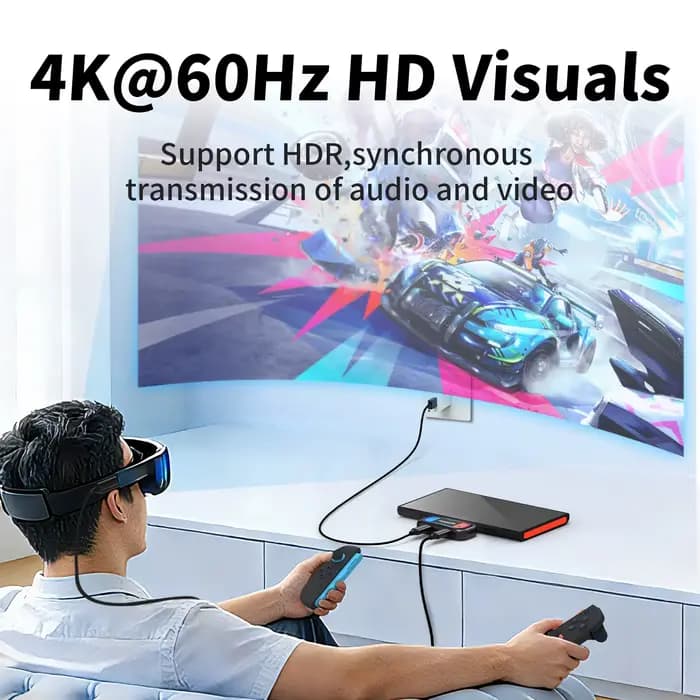 Adaptateur USB-C Unnlink 4K@60Hz pour lunettes AR et chargeur pour Nintendo Switch 2