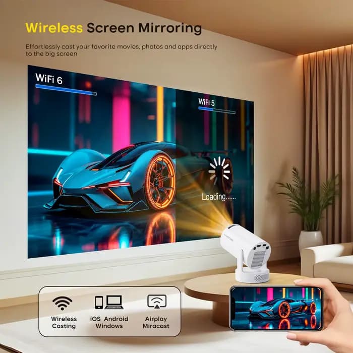 Projecteur portable Magcubic 8000 Lumens 8K Android 14 WiFi 6 BT5.4 pour cinéma en plein air