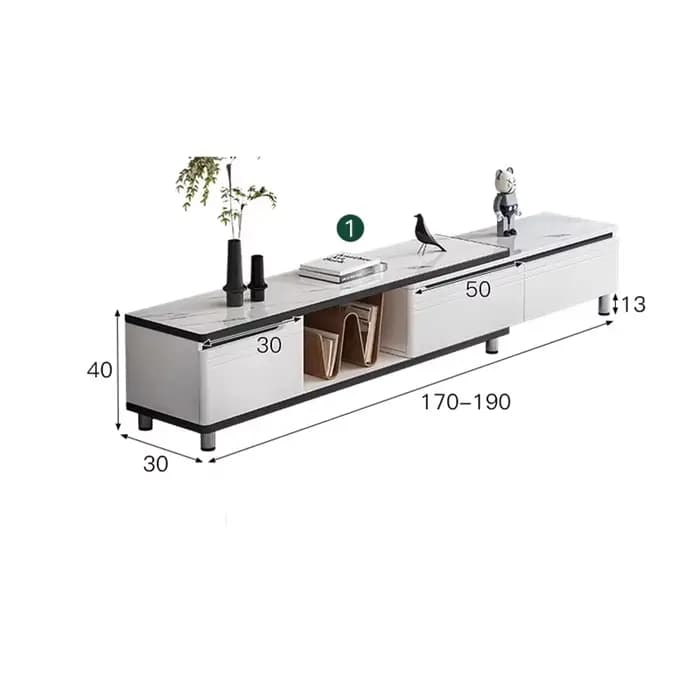 Meuble Tv moderne de luxe réglable blanc haut de gamme