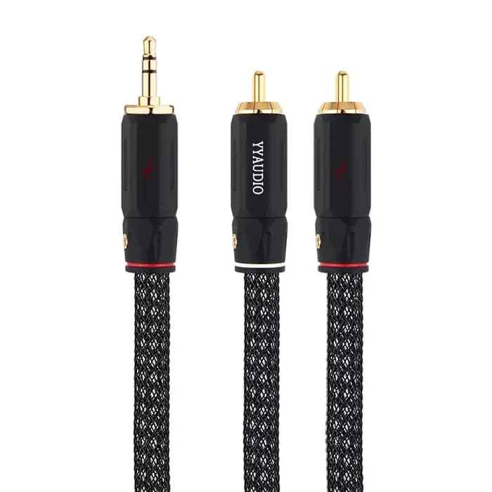 Câble Audio Hifi 3.5mm jack vers 2RCA OCC plaqué argent Aux 3.5 Y séparateur câble Audio pour amplif