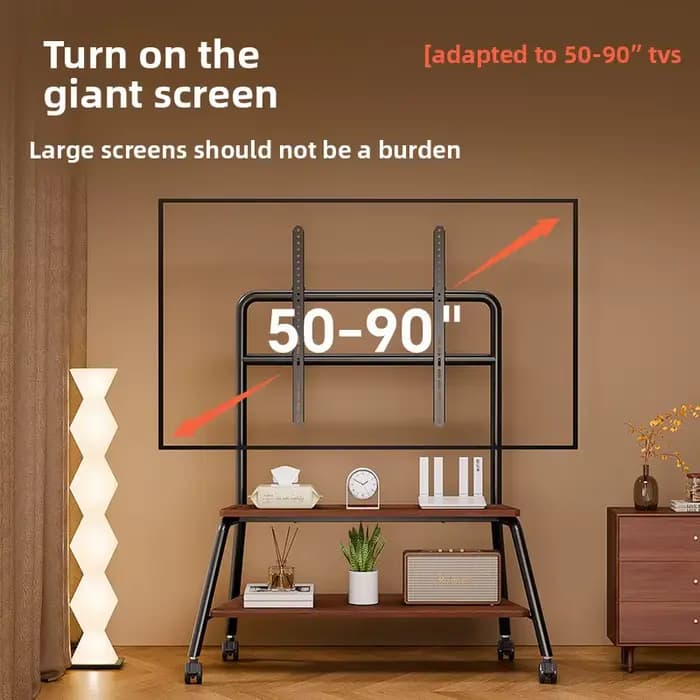 Support TV mobile sur pied avec roulettes pivotantes pour salon et chambre à coucher