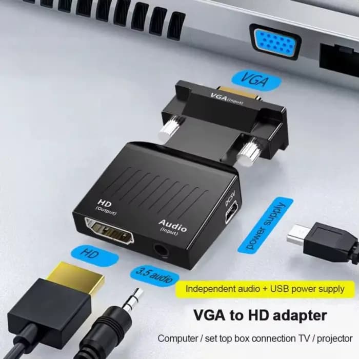 Convertisseur compatible VGA vers HDMI 1080P mâle