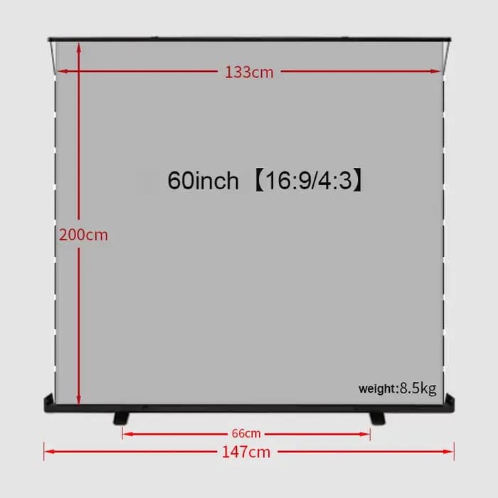 Écran de projection portable à tension par tirette, en métal argenté, matériau ALR, compatible 3D, p