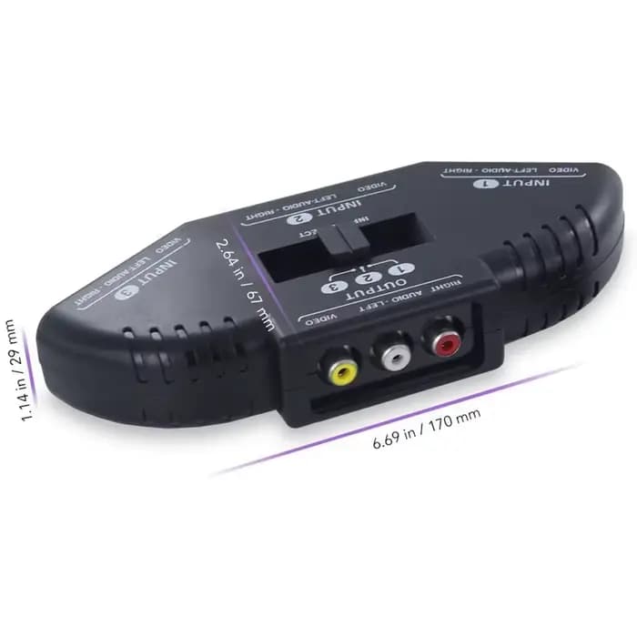 Répartiteur RCA avec boîtier de commutation audio-vidéo à 3 voies