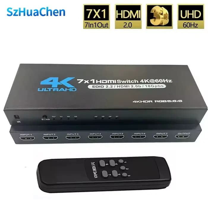 Commutateur HDMI 2.0 7 entrées 1 sortie 4K 60Hz