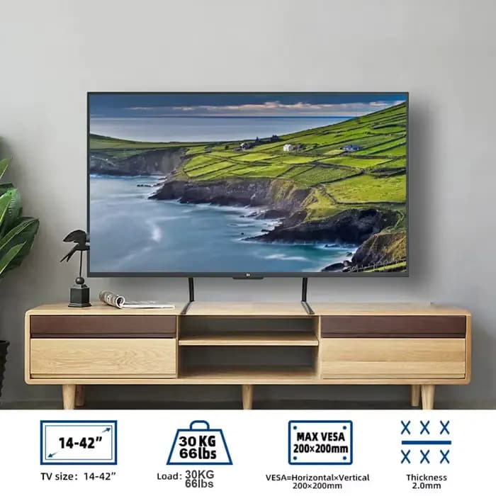 Support TV universel, pieds TV en métal pour téléviseurs de 14 à 42 pouces