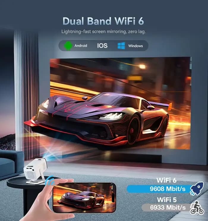 PROGAGA PG310 Mini projecteur Portable 4K 1080P 720P Android 300Ansi BT5.4
