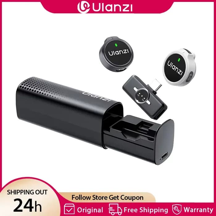 Ulanzi A21 Microphone à revers sans fil Transmission 100M double enregistrement suppression du bruit pour caméras