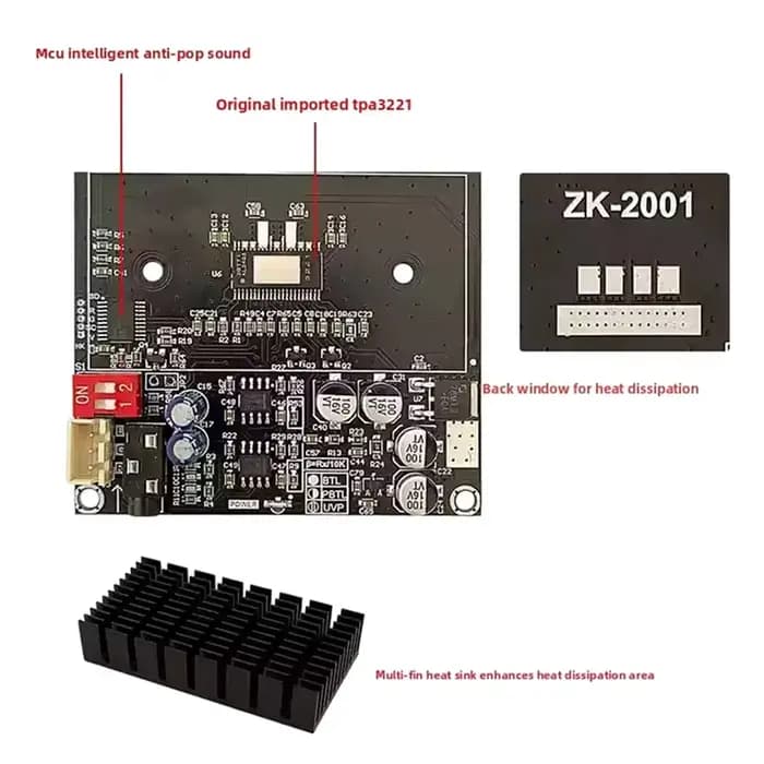 Module d'amplification audio de classe D haute puissance TPA3221 Stéréo 100W x 2, Mono en pont 200W, Carte d'amplificateur de puissance numérique de scène arrière pure