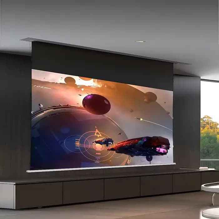 Écran de projection motorisé encastré au plafond MIVISION 8K à longue portée Fresnel ALR anti-lumière ambiante avec déclencheur USB