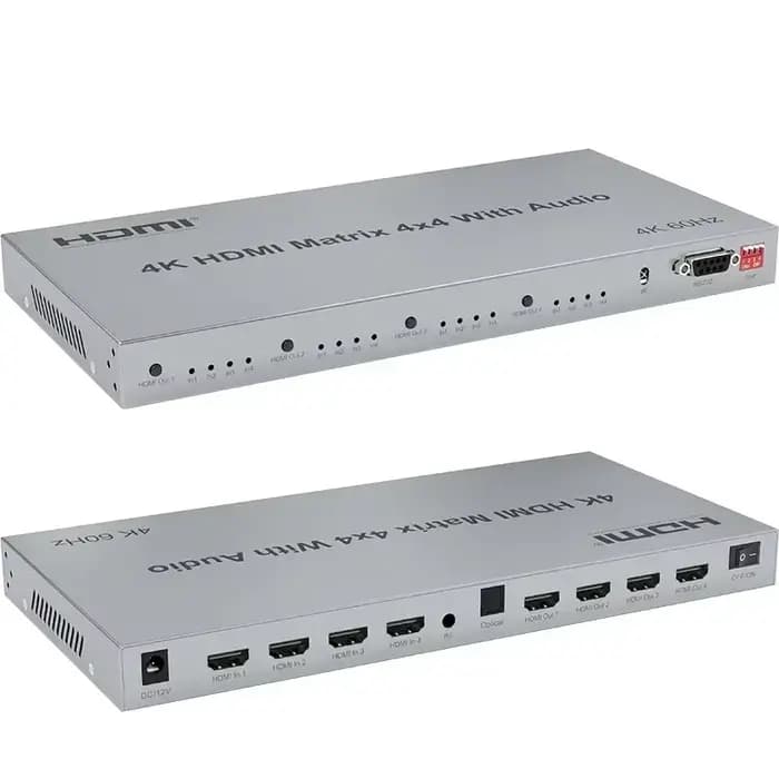 Commutateur matriciel HDMI 4K 30Hz/60Hz 4x4 avec extracteur Audio optique