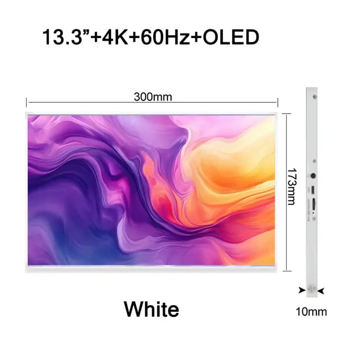 Moniteur Portable à écran tactile AMOLED 4K de 13.3 pouces, 3840x2160P, 400Nit HDR 100000:1, 1MS, po