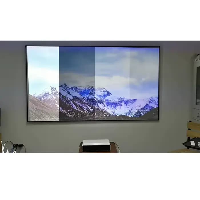 Écran de projection à cadre fixe pour projecteur laser UST 4K à jet ultra court 60-150 pouces 4 matériaux disponibles