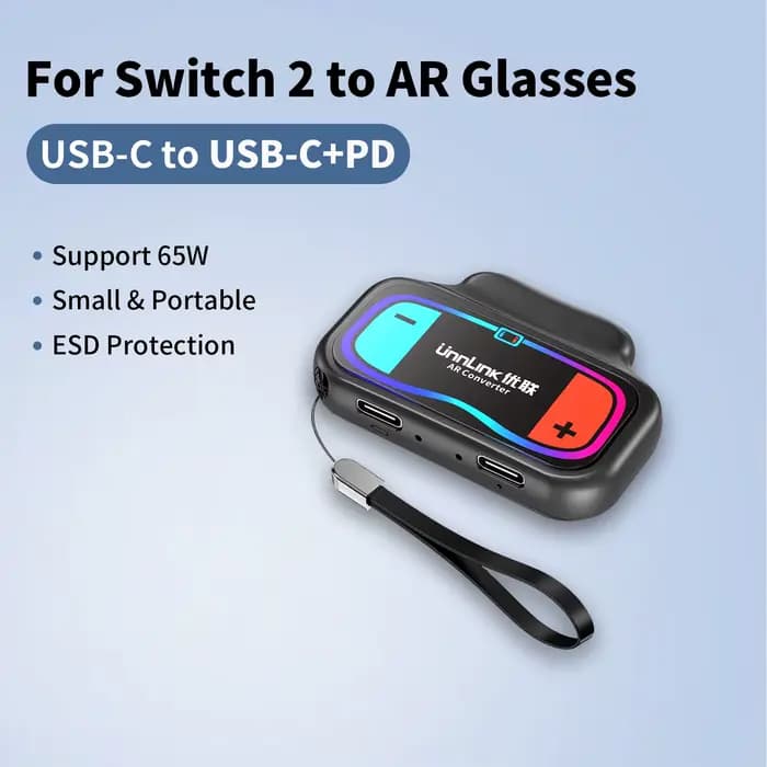 Adaptateur USB-C Unnlink 4K@60Hz pour lunettes AR et chargeur pour Nintendo Switch 2, compatible HDR