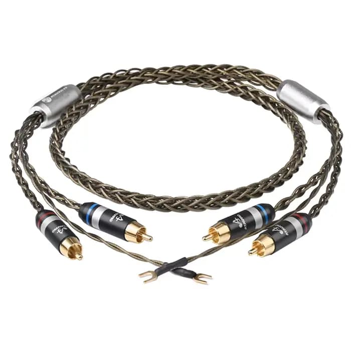 Câble audio ATAUDIO 2RCA avec fil de terre 7N OCC plaqué argent, blindage pour amplificateur de lect
