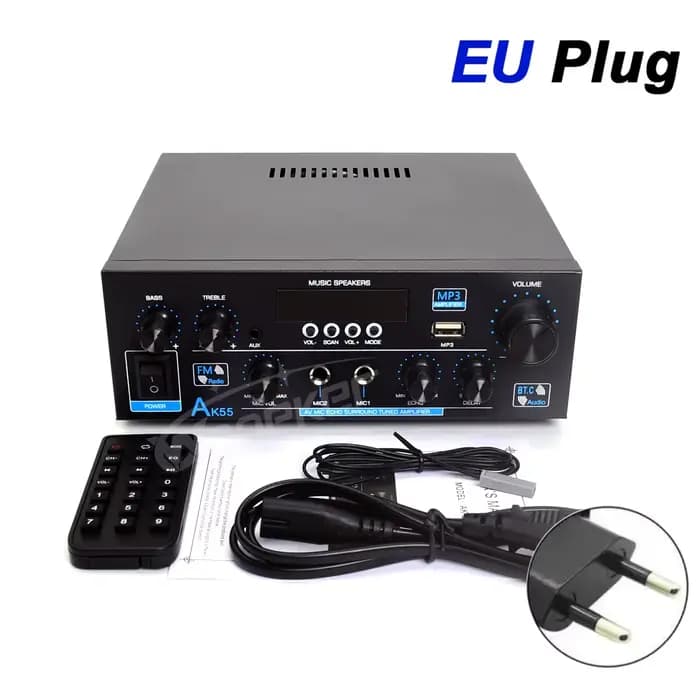 Woopker amplificateur AK55 900W Max 2.0 canaux évalués 70W + 70W Bluetooth Audio Hifi AMP karaoké le