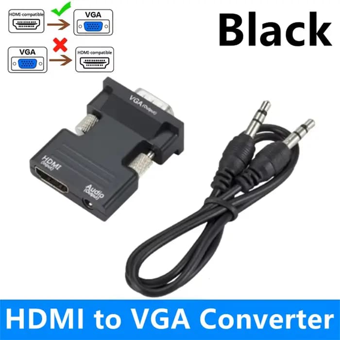 Adaptateur convertisseur HDMI vers VGA avec câble Audio HD 1080P, convertisseur adaptateur compatibl