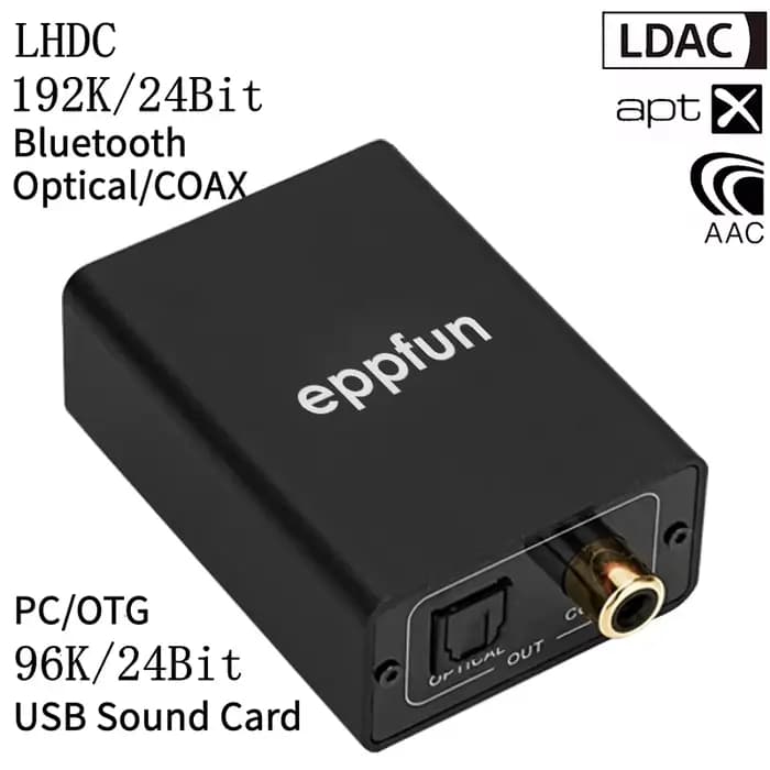 Récepteur audio Bluetooth 5.4 Eppfun avec Aptx Lossless/LDAC/LHDC, adaptateur sans fil 192K/24bit av