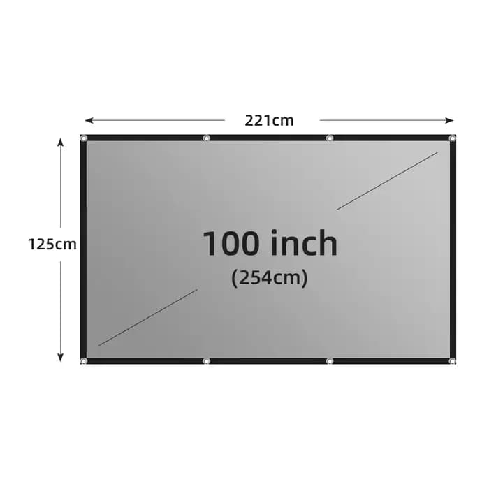 Écran de projecteur 1000-130 pouces métal gris Anti-lumière 16:9 bordure noire Portable avec trous é