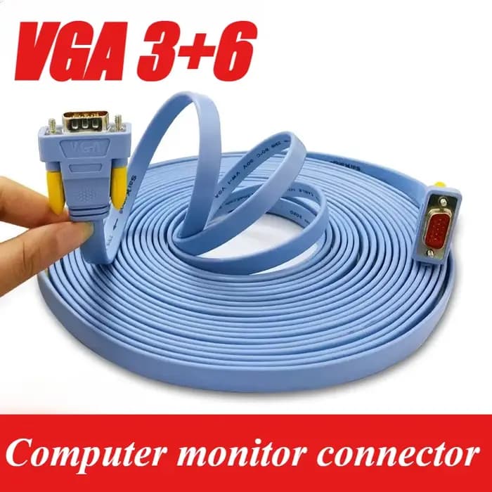 VGA 3 + 6Pin HD câble plat Flexible TV projecteur fil de données vidéo VGA mâle