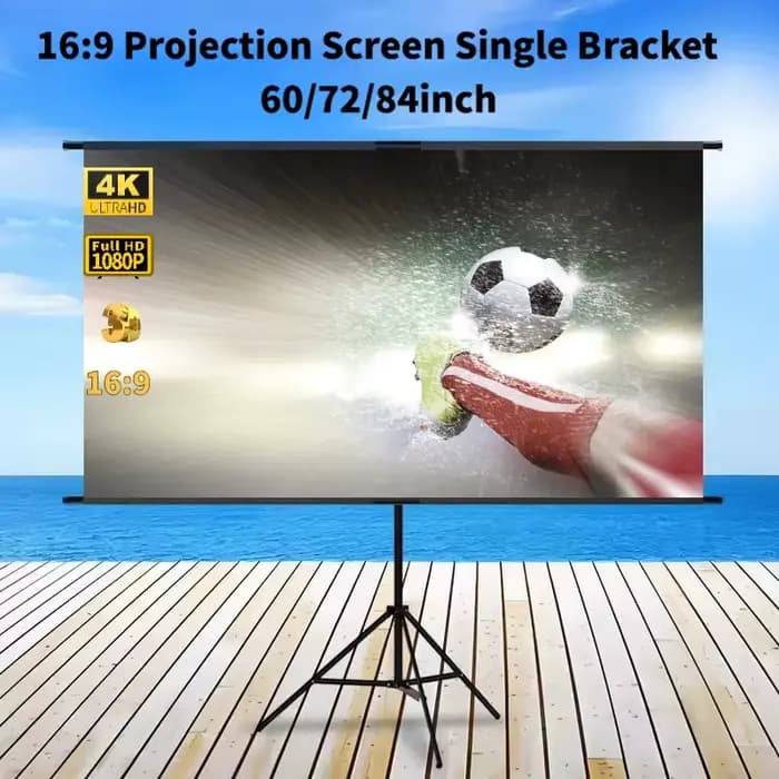 Écran de projecteur avec support unique-4K HD 16:9