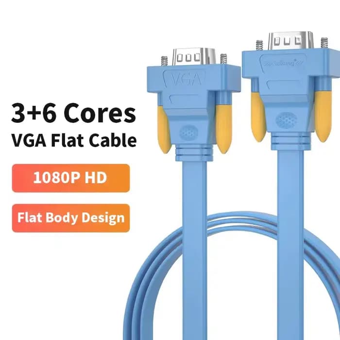 VGA 3 + 6Pin HD câble plat Flexible TV projecteur fil de données vidéo VGA mâle