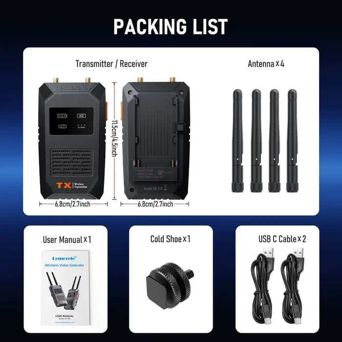 Lemorele 5G 1080P transmetteur et récepteur HDMI sans fil 200M émetteur-récepteur vidéo à faible latence pour appareil photo ordinateur portable TV APP préservative