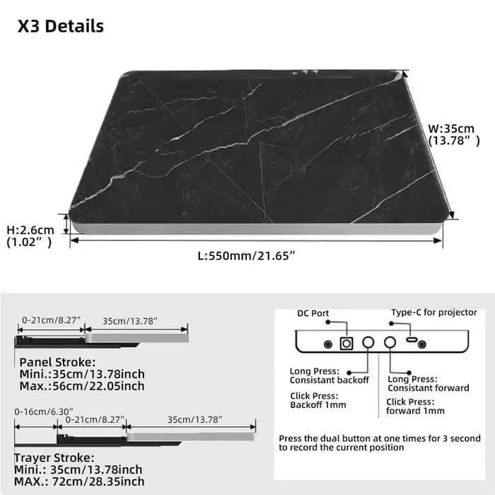 NOUVEAU Plateau coulissant motorisé pour téléviseur laser pour projecteur à ultra courte focale (UST