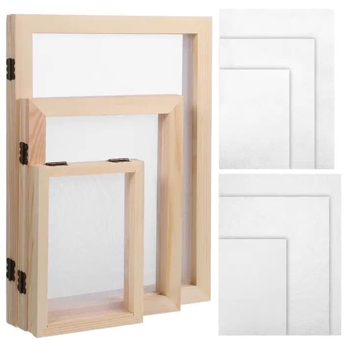 Kit d'écran à cadre Double couche, 1 ensemble, A4 A5 A6, fabrication de papier en bois, fournitures
