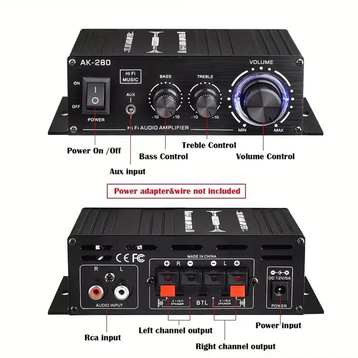 Amplificateur audio numérique stéréo AK280 Mini pour home cinéma, club, fête, musique, qualité sonor