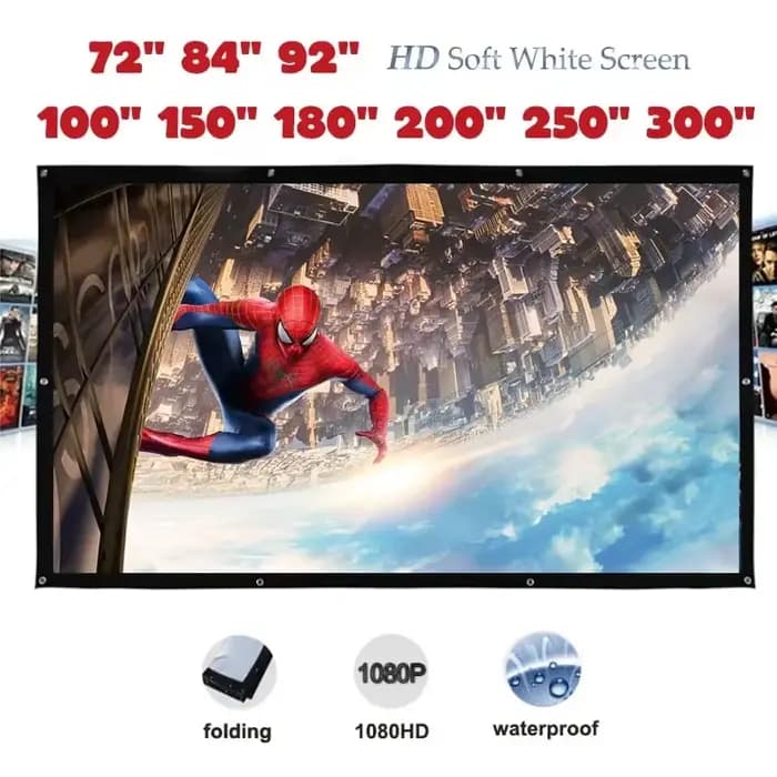 Écran de projection portable simple à contraste élevé de 300 pouces avec œillets