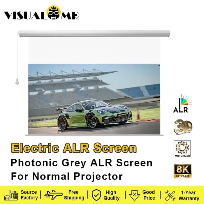 Écran de Projection électrique déroulant, support mural motorisé, écran ALR gris photonique 120 pouc