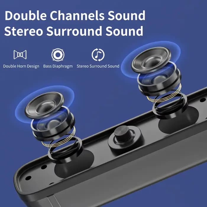 COOMAER Surround ordinateur de bureau haut-parleur maison stéréo 3.5Aux USB système de barre de son