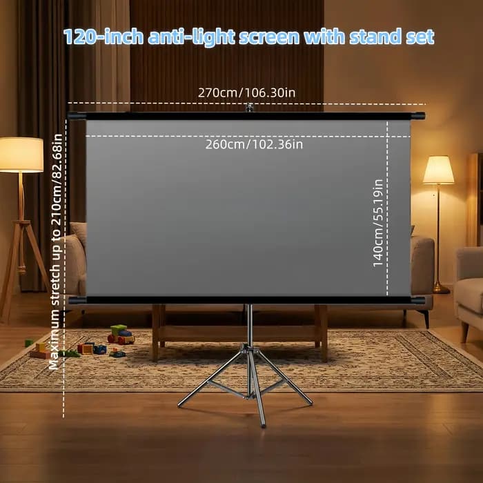 Écran de projection gris anti-lumière avec trépied 60/72/84/100/120 pouces 16:9