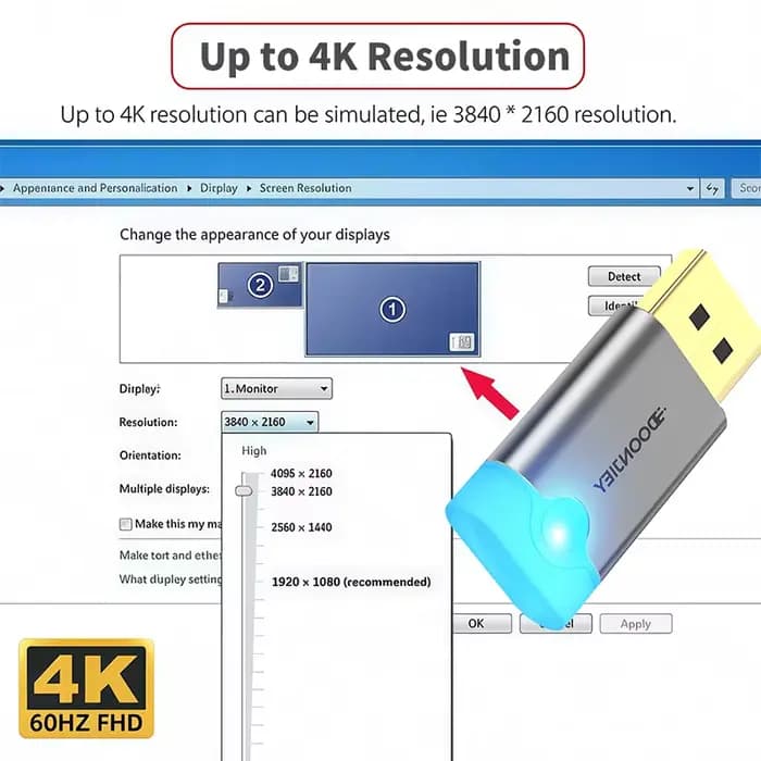 Adaptateur de prise factice DisplayPort 8K