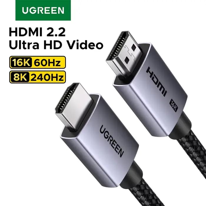Câble vidéo HDMI 2.2 UGREEN HD 2m tressé 16K@60Hz 4K 8K@240Hz 96Gbps pour PS5 TV PC Moniteur Ordinateur Switch
