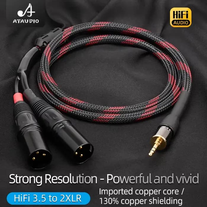 ATAUDIO câble HiFi XLR 3.5mm vers XLR Aux cordon Audio TRS stéréo 3.5 à 2XLR mâle pour Microphone ordinateur téléphone haut-parleur amplificateur