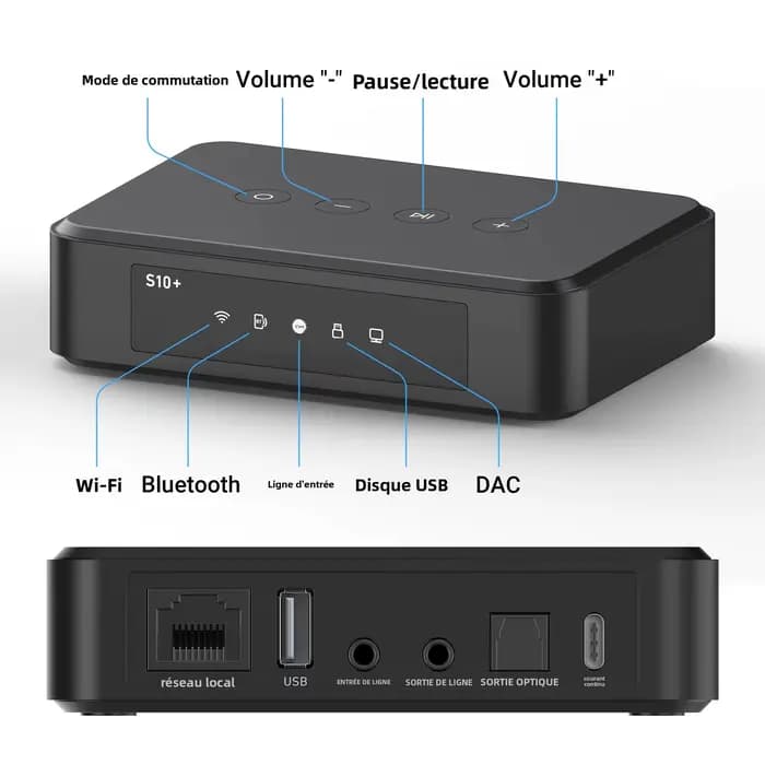Nouveau Arylic S10 + WiFi et Bluetooth 5.0 amplificateur Audio stéréo HiFi avec Tadil Airplay DLNA préamplificateur